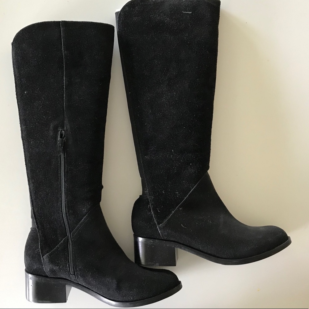 Black Suede Knee High Ankle stretch boot
